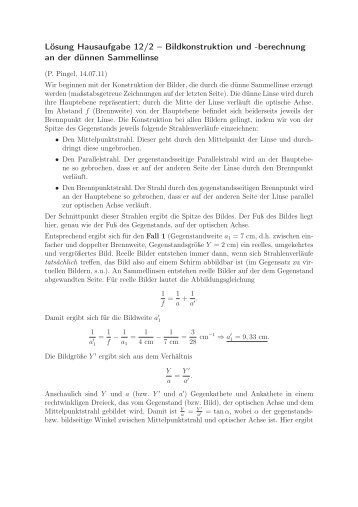 Lösung Hausaufgabe 12/2 – Bildkonstruktion und -berechnung an ...