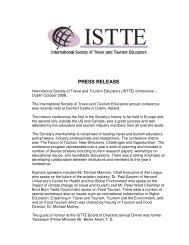 press release - International Society of Travel and Tourism Educators