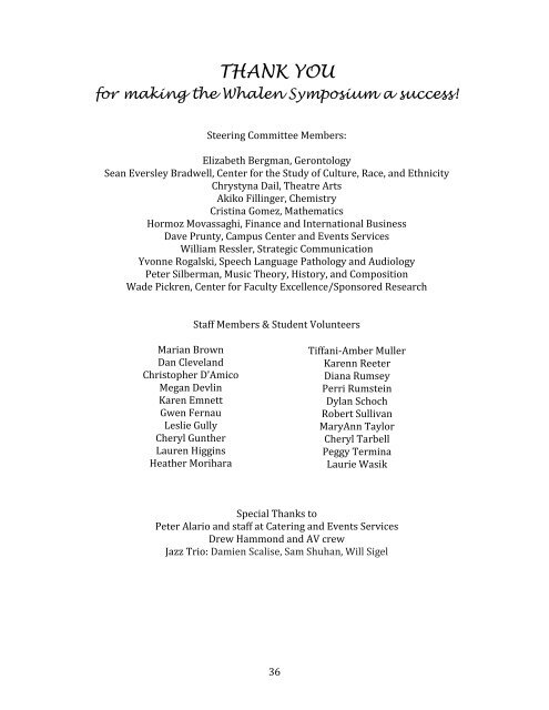 Download Whalen Symposium 2013 Program - Ithaca College