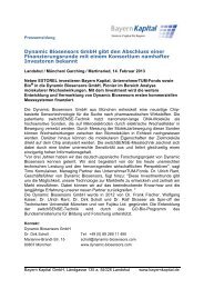 Dynamic Biosensors GmbH gibt den Abschluss ... - Bayern Kapital
