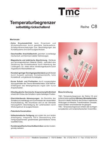 Temperaturbegrenzer - TMC Sensortechnik GmbH