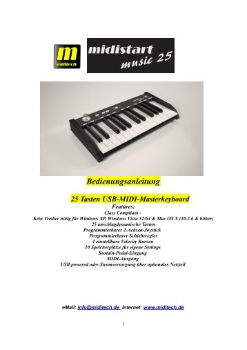 Bedienungsanleitung 25 Tasten USB-MIDI-Masterkeyboard