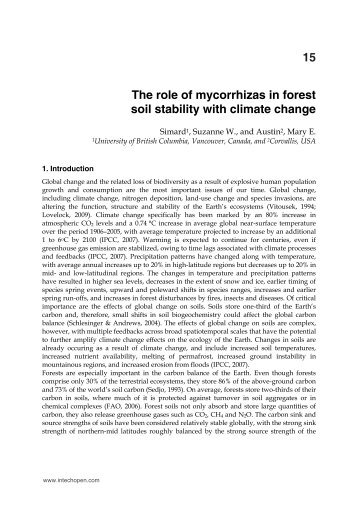 The role of mycorrhizas in forest soil stability with climate ... - InTech