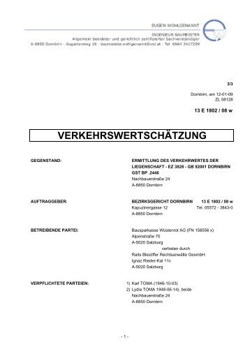 VERKEHRSWERTSCHÄTZUNG