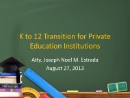K to 12 Transition for PEIs