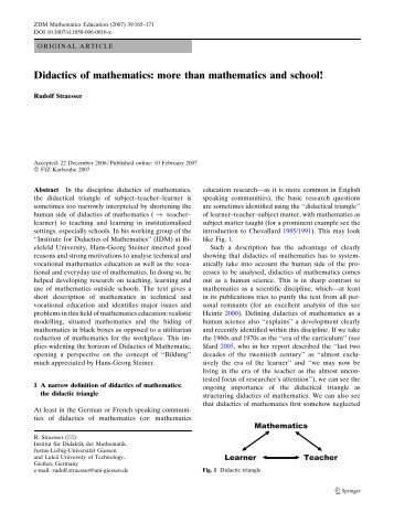 Didactics of mathematics: more than mathematics and school! - CIMM