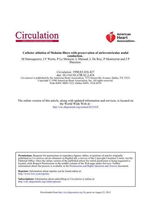 Catheter Ablation of Mahaim Fibers With Nodal ... - Circulation