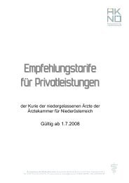 Empfehlungstarife für Privatleistungen - Ärztekammer Niederösterreich