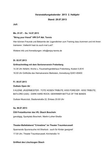 Veranstaltungskalender 2012 2 - Stadt Übach Palenberg