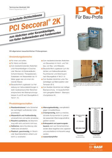 Sicherheits-Dichtschlämme PCI Seccoral ® 2K - PCI-Augsburg GmbH