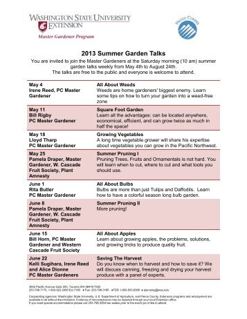 2013 Summer Garden Talks - WSU Extension Counties ...