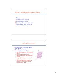1 Chapter 3: Crystallographic directions and planes Outline ...