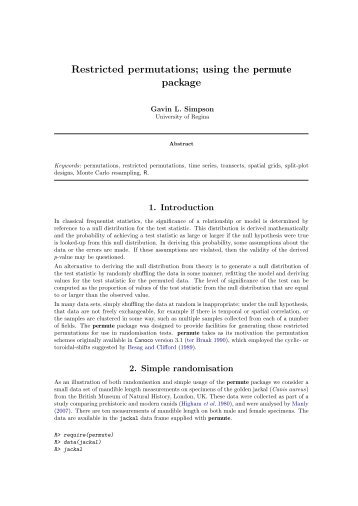 Restricted permutations; using the permute package
