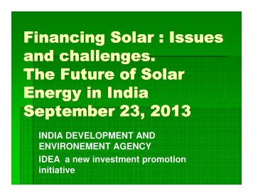 Financing Solar : Issues and challenges. The Future of Solar ...