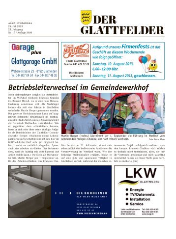 vom 25. Juli 2013 - Glattfelden