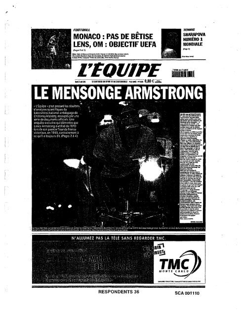 LE MENSONGE ARMSTRONG