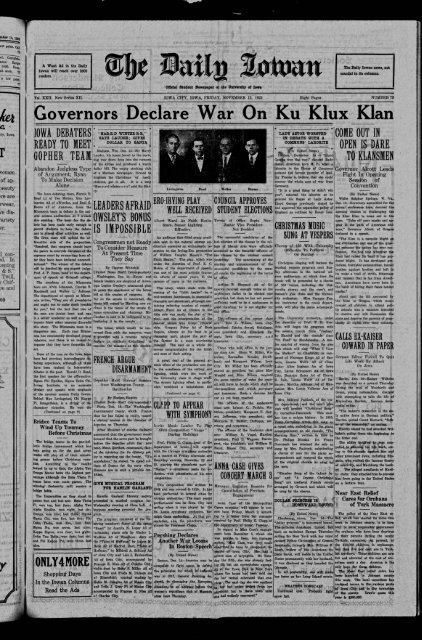 (Iowa City, Iowa), 1922-12-15 - The Daily Iowan Historic Newspapers