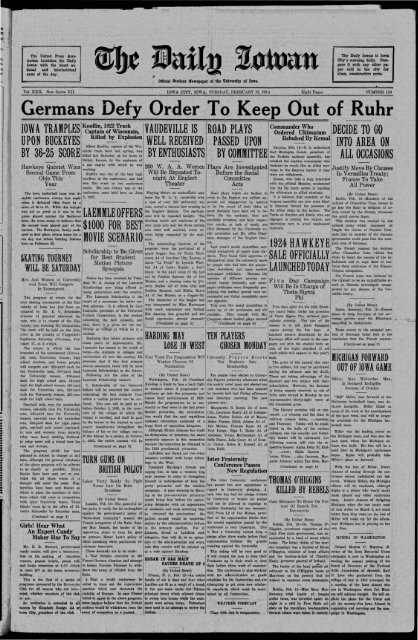 February 13 - The Daily Iowan Historic Newspapers - University of ...