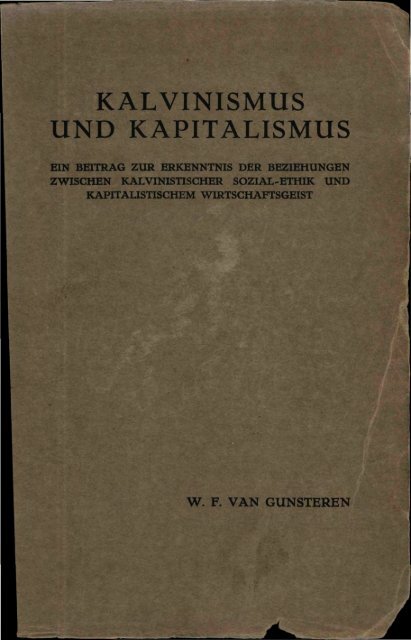 Kalvinismus Und Kapitalismus Vu Dare Home