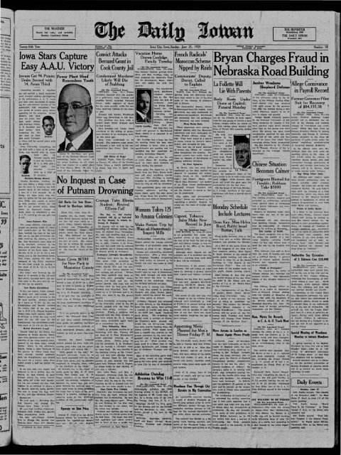 June 21 - The Daily Iowan Historic Newspapers - University of Iowa