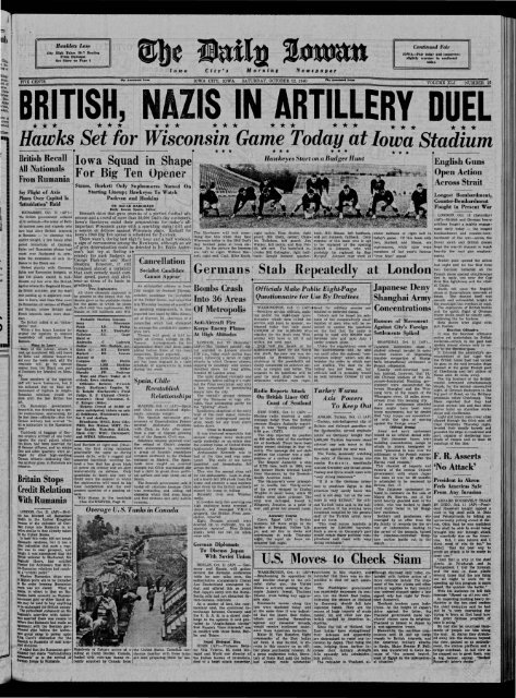 Iowa City Iowa 1940 10 12 The Daily Iowan Historic Newspapers