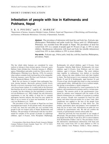 Infestation of people with lice in Kathmandu and Pokhara, Nepal