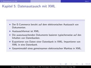 Kapitel 5: Datenaustausch mit XML - DBIS - Datenbanken und ...