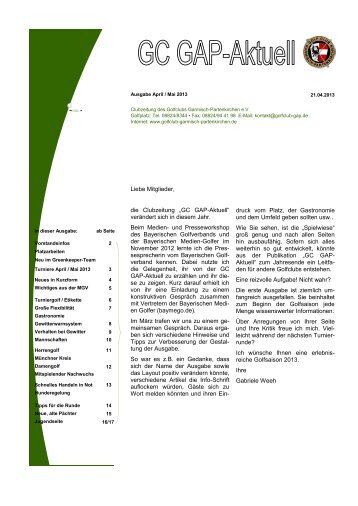 Infozeitschrift Mai 2013 - Golfclub Garmisch-Partenkirchen