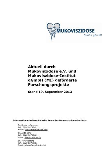 Liste geförderter Projekte (PDF) - Mukoviszidose e.V.