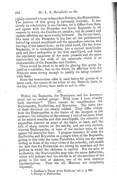 On the Classification of the Decapod Crustaceans. By L. A. ...