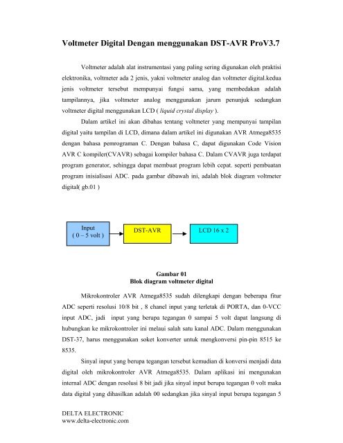 Voltmeter Digital Dengan menggunakan DST-AVR ... - Delta Electronic