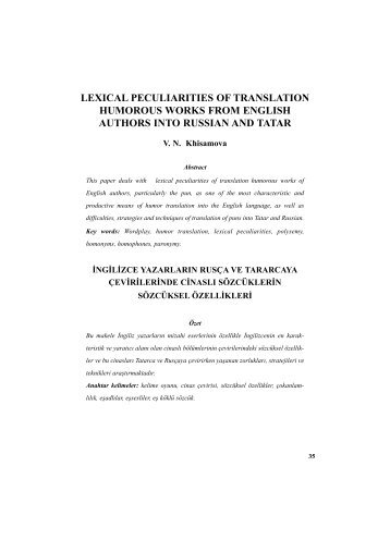 lexical peculiarities of translation humorous works from english ...
