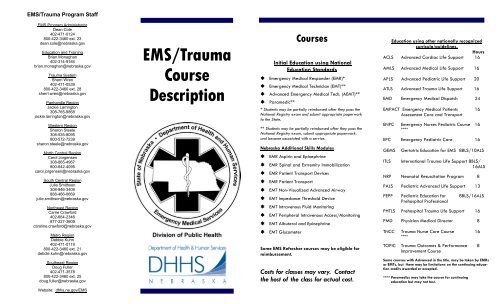 EMS/Trauma Course Description - Nebraska Health and Human ...