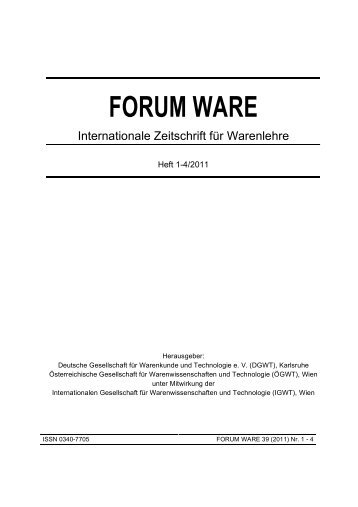 forum ware - DGWT - Deutsche Gesellschaft für Warenkunde und ...