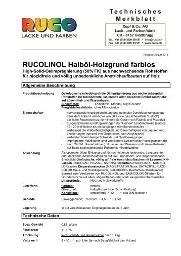 RUCOLINOL Halböl-Holzgrund farblos