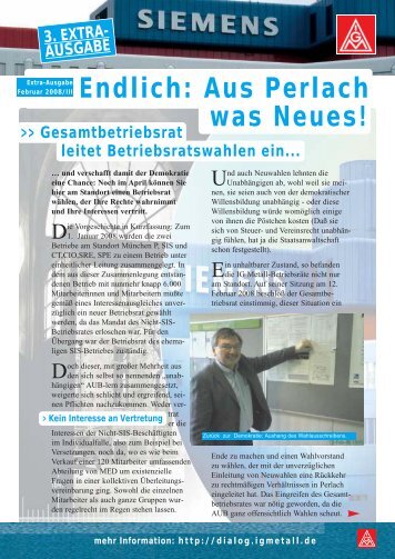 Endlich: Aus Perlach was Neues! - Siemens Dialog - IG Metall