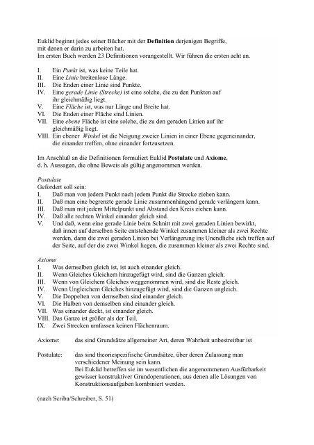 Axiome - Mathematik und ihre Didaktik