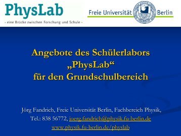 Experimentierzyklus Grundschule - Didaktik der Physik - Freie ...