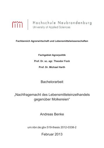 Bachelorarbeit „Nachfragemacht des Lebensmitteleinzelhandels ...