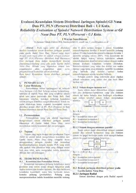 Evaluasi Keandalan Sistem Distribusi Jaringan Spindel ... - Digilib ITS