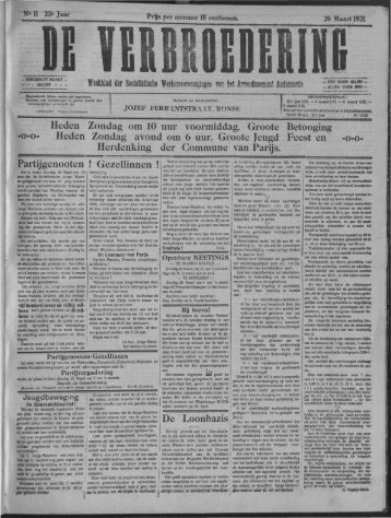 der Socialistische Werkersvereenigingen w Heden Zondag om 10 ...
