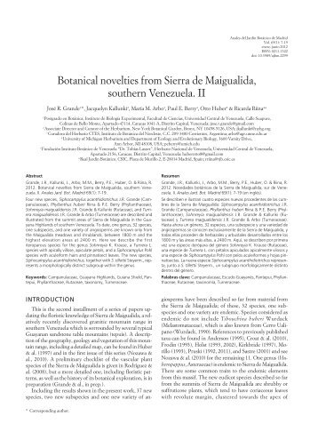 Botanical novelties from Sierra de Maigualida, southern ... - CSIC