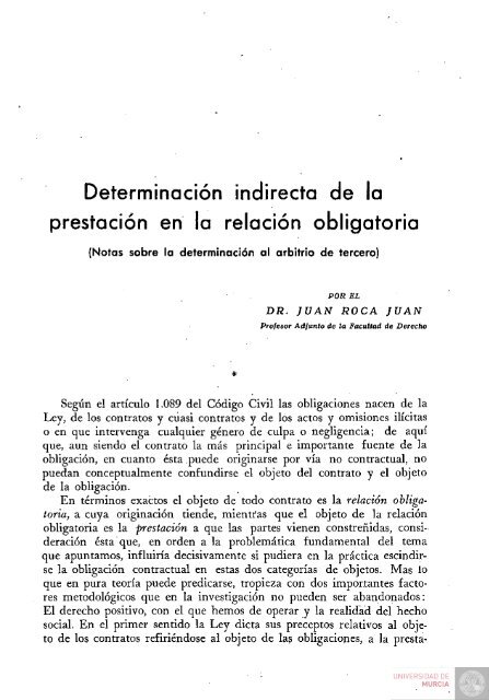 Determinación indirecta de la prestación en la relación ... - Digitum