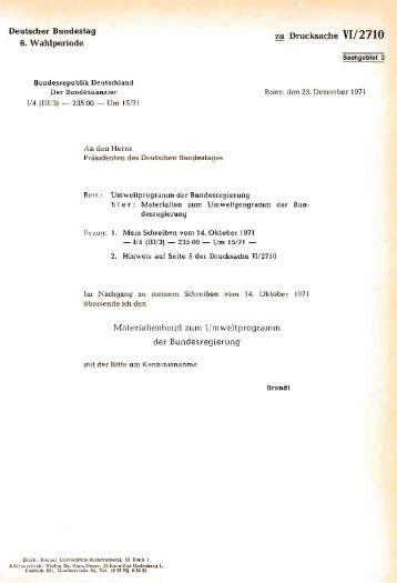 Umweltprogramm der Bundesregierung - Deutscher Bundestag