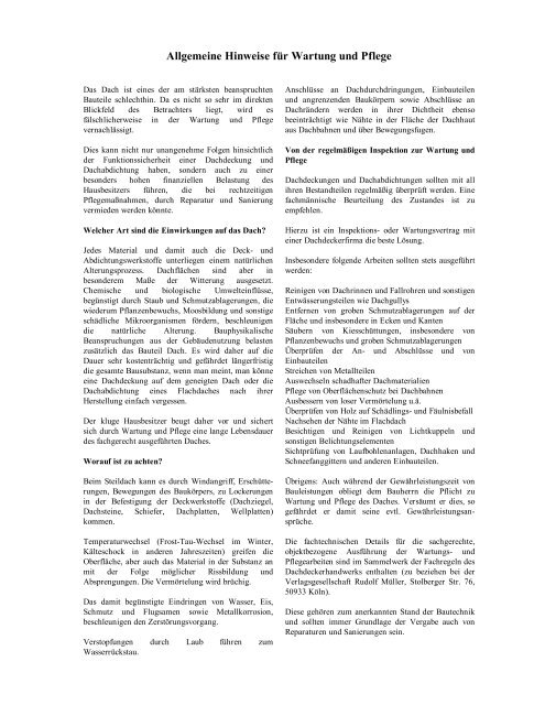 Wartungsvertrag Inspektion Flachdach (PDF)