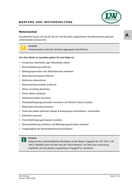 Betriebsanleitung - Lenhardt & Wagner