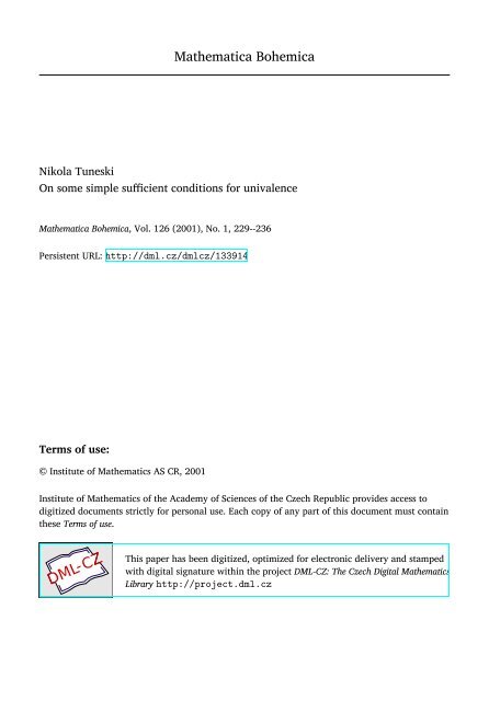 On some simple sufficient conditions for univalence