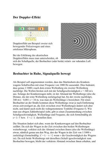 Der Doppler-Effekt Beobachter in Ruhe, Signalque Effekt hter in ...