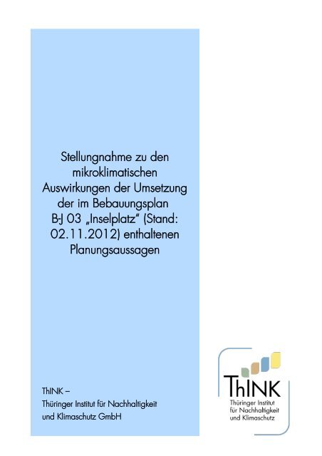 Mikroklimatische Stellungnahme B-Plan Inselplatz - Jena
