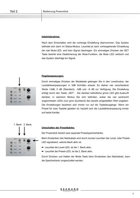 Benutzerhandbuch Powerstick - Seeburg acoustic line